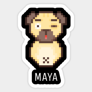 Pug Maya White Sticker